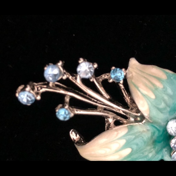 Crystal Sequins Rhinestones Brooch Enamel Flower Crystal Bloom Shiny Romantic - Picture 5 of 14